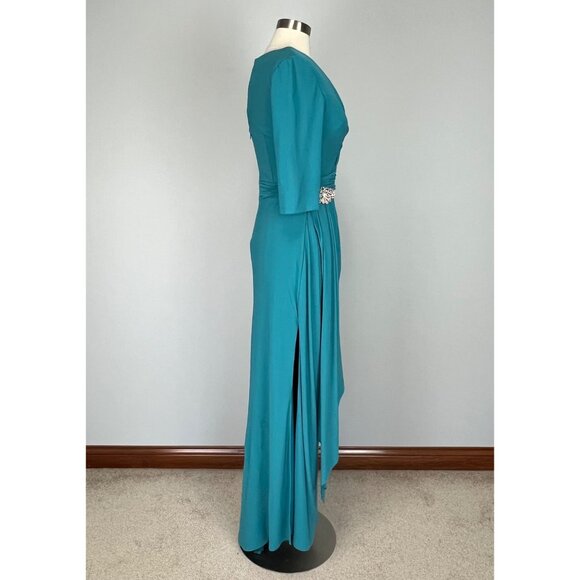 Cameron Blake by Mon Cheri Womens 112652 Formal Gown Maxi Dress Teal size 6 - Picture 9 of 16